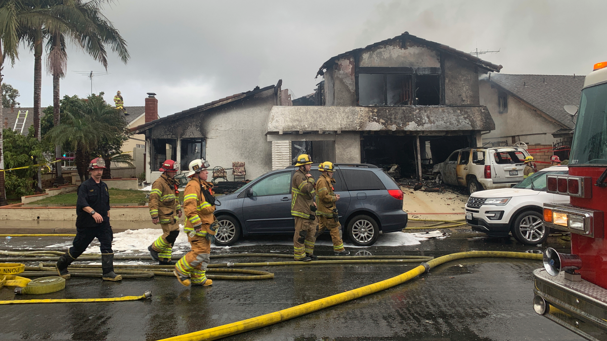 A twin-engine Cessna 414A crashed in Yorba Linda shortly after taking off from the nearby Fullerton Municipal Airport.