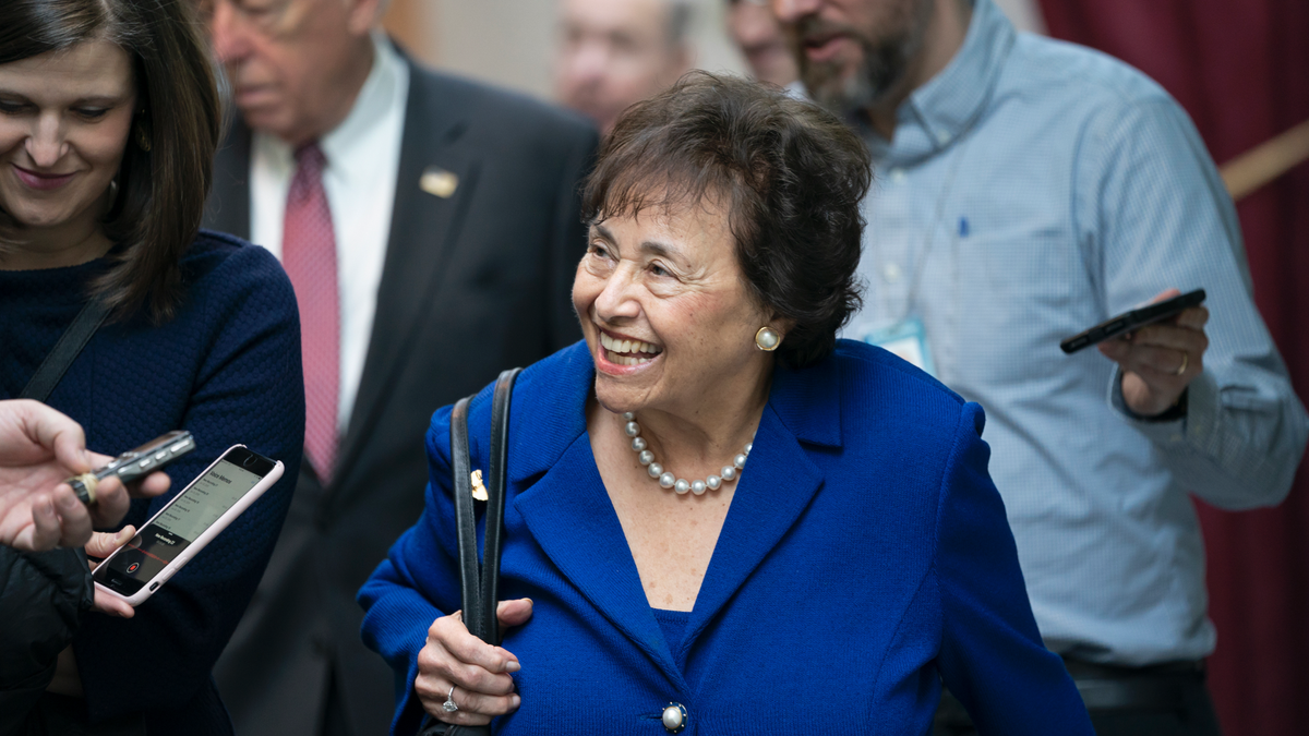 In this Feb. 6, 2019, photo House Appropriations Committee Chair Nita Lowey, D-N.Y., head of the bipartisan group of House and Senate bargainers trying to negotiate a border security compromise in hope of avoiding another government shutdown, walks with reporters to a Democratic Caucus on Capitol Hill in Washington. Lowey announced Thursday she would not seek another term.