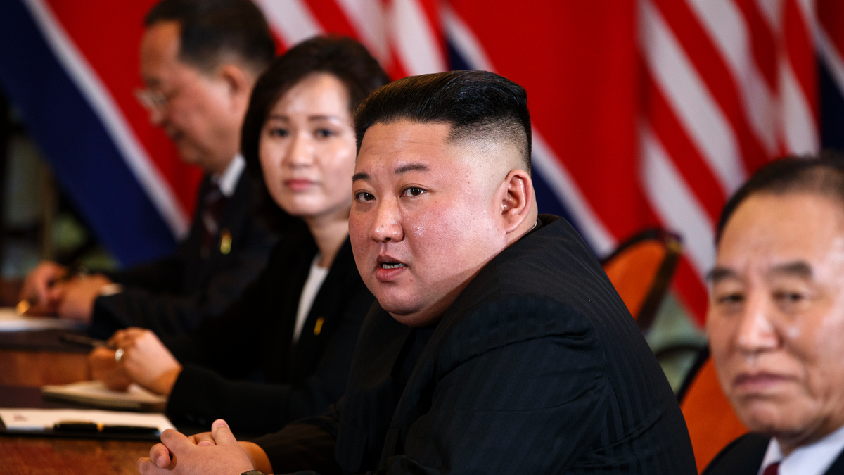 North Korean leader Kim Jong Un listens as he meets with President Donald Trump, Thursday, Feb. 28, 2019, in Hanoi. (AP Photo/ Evan Vucci)