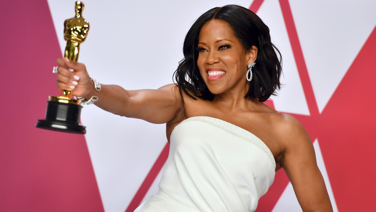 Regina King poses with the award for best performance by an actress in a supporting role for 'If Beale Street Could Talk' in the press room at the Oscars on Sunday, Feb. 24, 2019, at the Dolby Theatre in Los Angeles. (Photo by Jordan Strauss/Invision/AP, FILE)