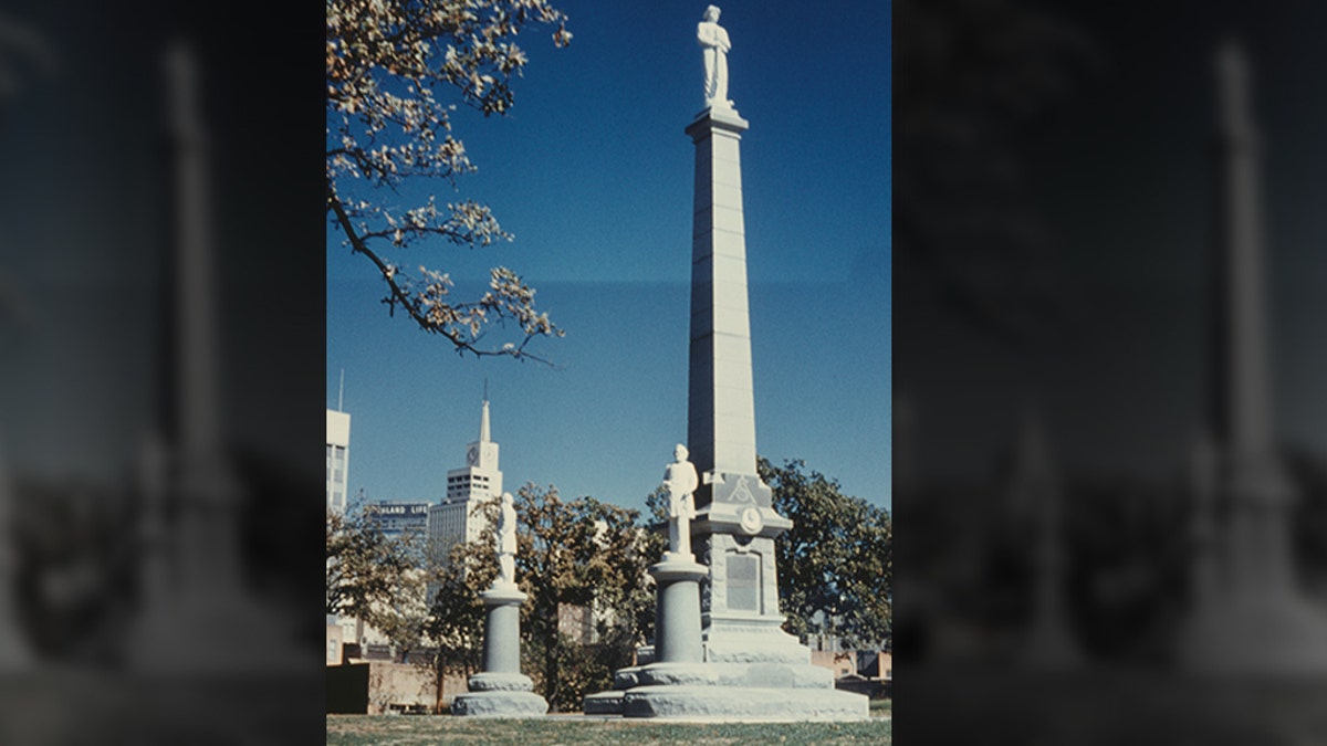 The Confederate Monument in the Pioneer Cemetery in Dallas, Texas, USA, circa 1965.