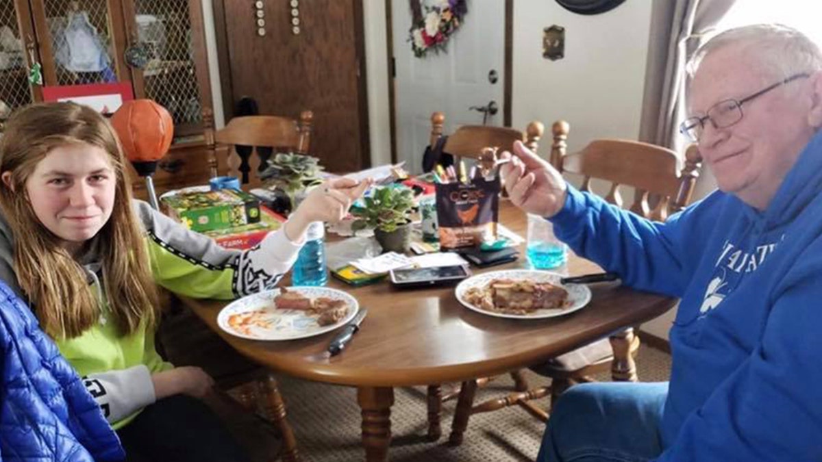 Jayme Closs enjoyed a steak dinner with her grandfather on Sunday.