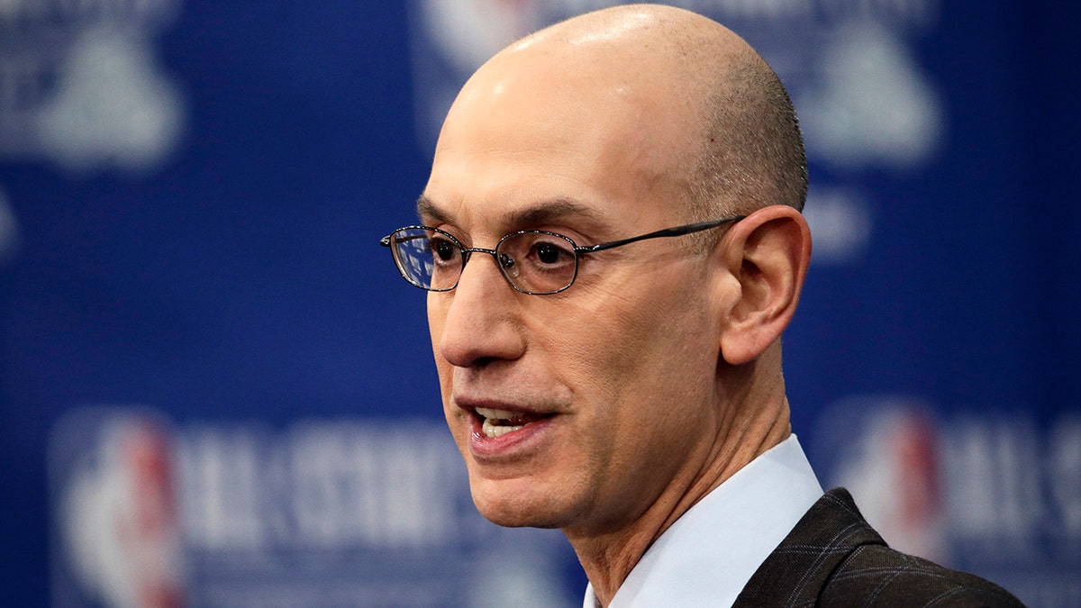 NBA Commissioner Adam Silver speaks during the NBA All-Star festivities, Saturday, Feb. 16, 2019, in Charlotte, N.C. The 68th All-Star game will be played Sunday.