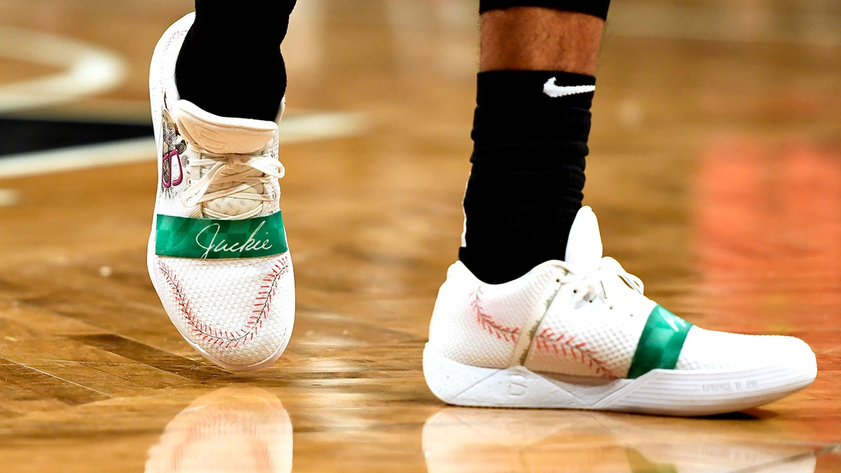 Brooklyn Nets Spencer Dinwiddie wearing his own brand of sneakers on basketball court Fox News