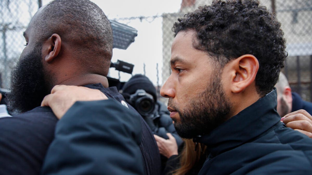 "Empire" actor Jussie Smollett leaves Cook County jail following his release, Thursday, Feb. 21, 2019, in Chicago. Smollett was charged with disorderly conduct and filling a false police report when he said he was attacked in downtown Chicago by two men who hurled racist and anti-gay slurs and looped a rope around his neck, a police official said. (AP Photo/Kamil Krzaczynski)