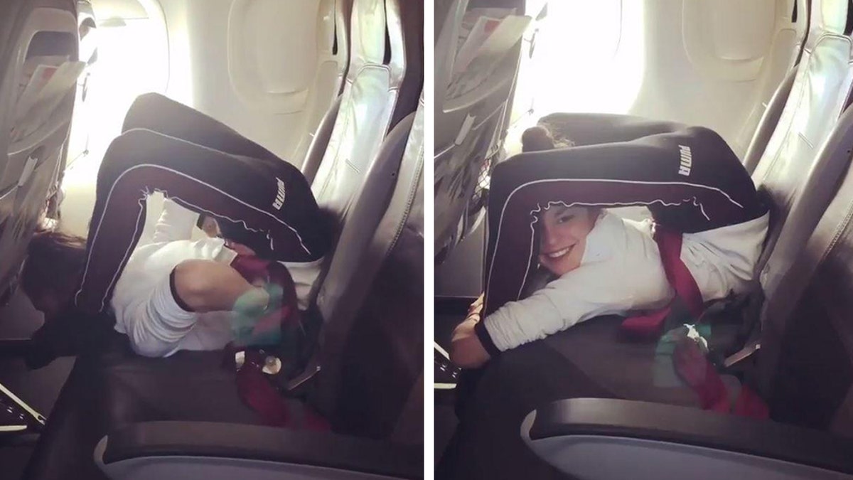 “PRO TRAVEL TIP: Wear your seatbelt on the plane! If this lovely girl can maneuver her body into one, I think you can too. We don’t want you injured, folks,” reps for PassengerShaming wrote online. “The crew is your friend. #notshaming #shesadorable.”