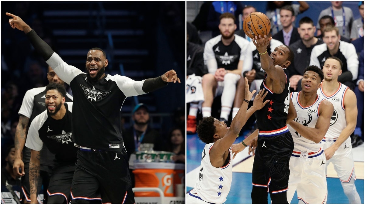 LeBron James and Kevin Durant at NBA All-Star Game (Photo: AP Photo/Chuck Burton and AP Photo/Gerry Broome)