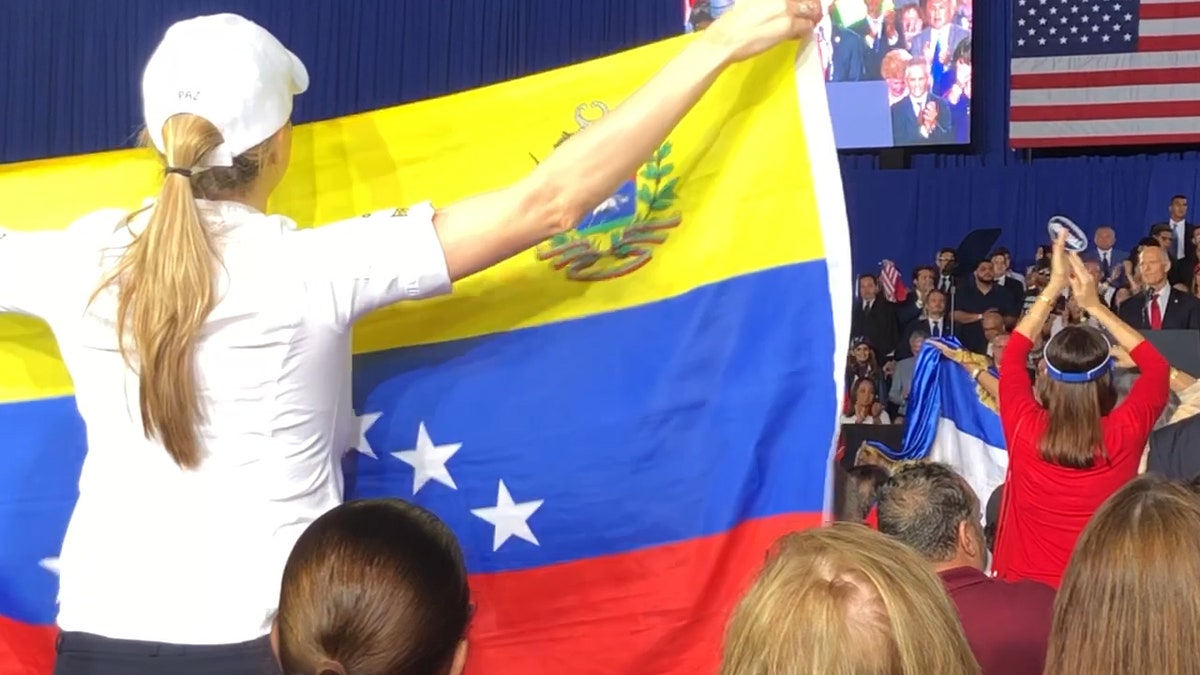 Venezuelans show support for their country at President Trumps' speech