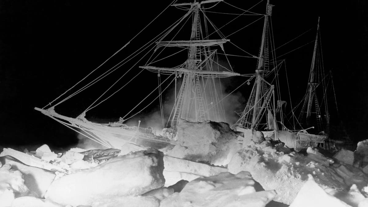 File photo - Shackleton's ship, the Endurance, locked in the Weddell Sea, where it finally sank, Antarctica, August 27, 1915. The remarkable lighting was furnished by an oil fire at the bow and a great deal of flash (gun) powder.
