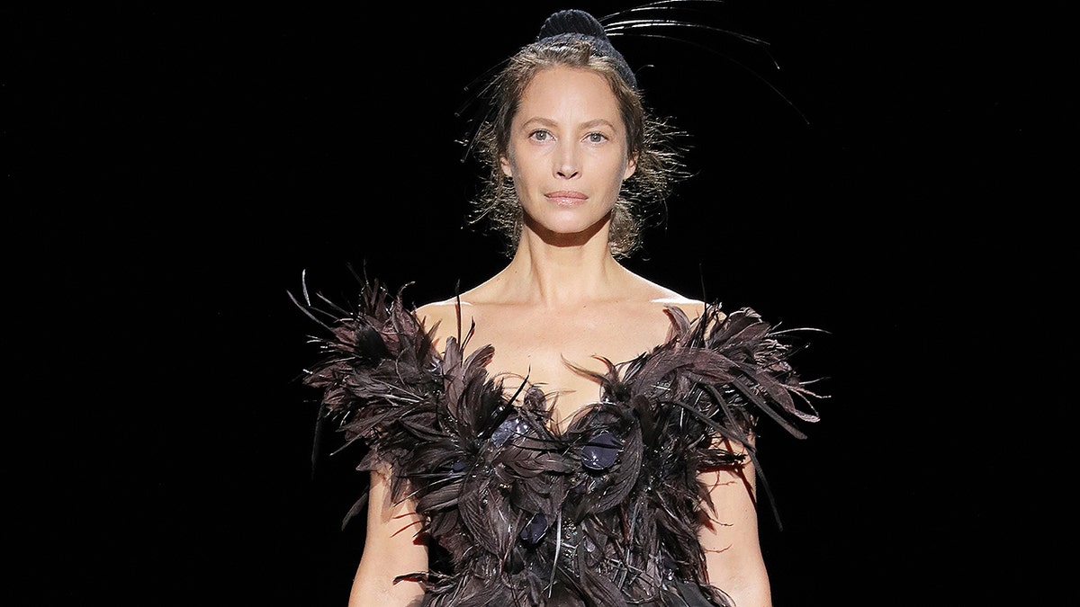 NEW YORK, NEW YORK - FEBRUARY 13: Christy Turlington walks the runway wearing Marc Jacobs Fall 2019 collection with hair by Guido Palau and makeup by Diane Kendal on February 13, 2019 in New York City. (Photo by Thomas Concordia/WireImage)