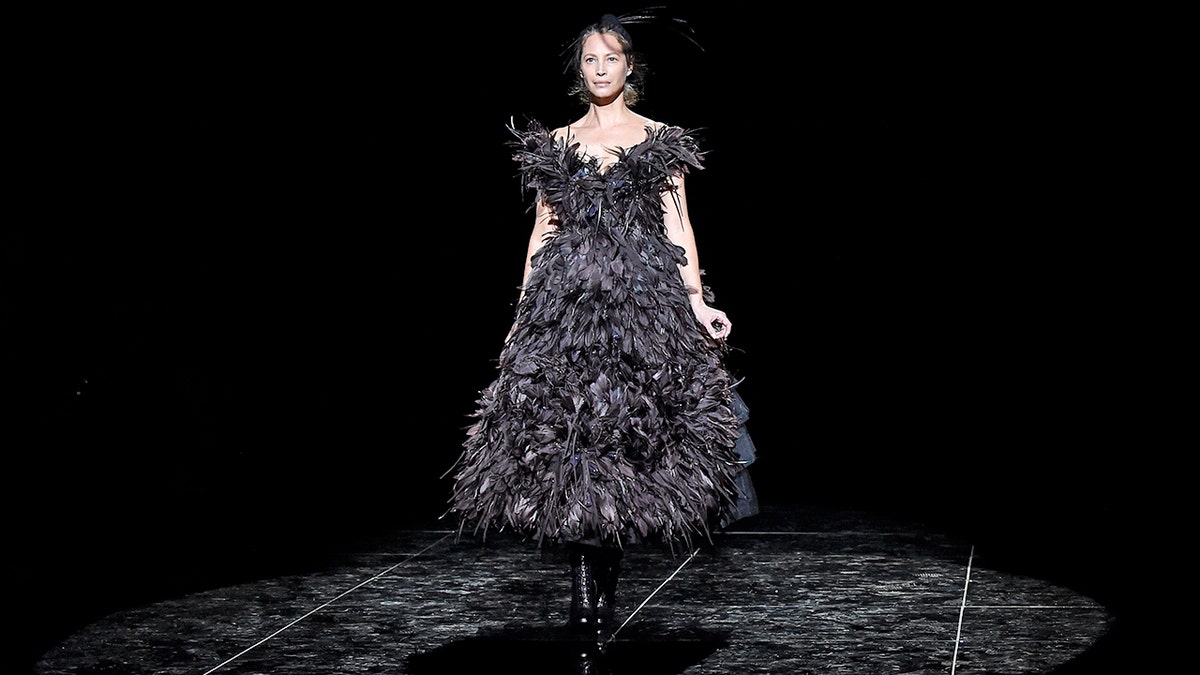 NEW YORK, NEW YORK - FEBRUARY 13: Model Christy Turlington walks the runway at the Marc Jacobs fashion show during New York Fashion Week on February 13, 2019 in New York City. (Photo by Peter White/FilmMagic,)