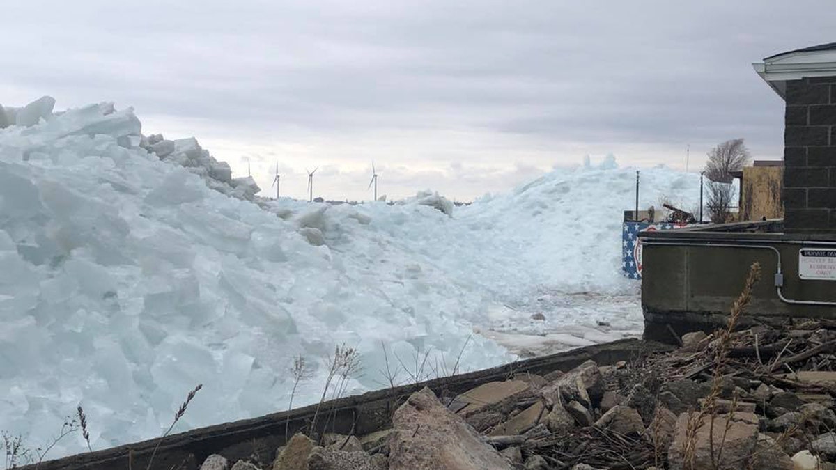 The ice tsunami was between 25 and 30 feet high on Sunday.