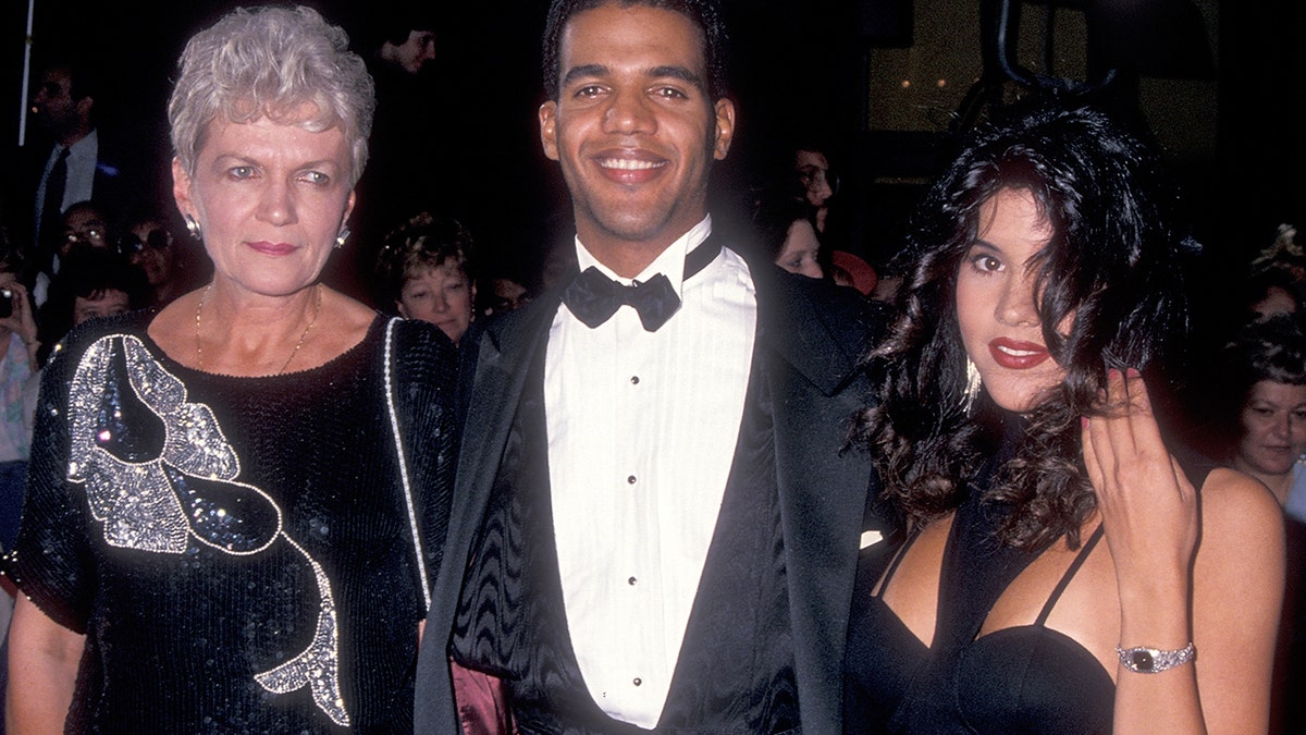 Actor Kristoff St. John, mother Maria and his wife Mia attend the 20th Annual Daytime Emmy Awards on May 26, 1993 at the Marriott Marquis Hotel in New York City.