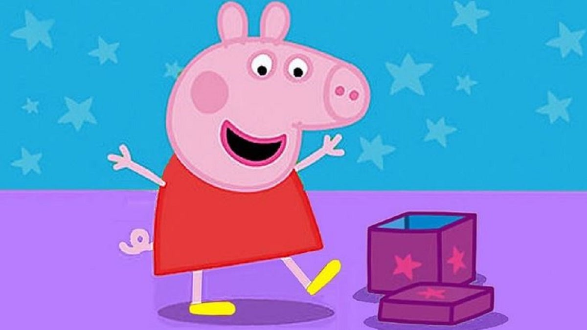 Animated character Peppa Pig on her show