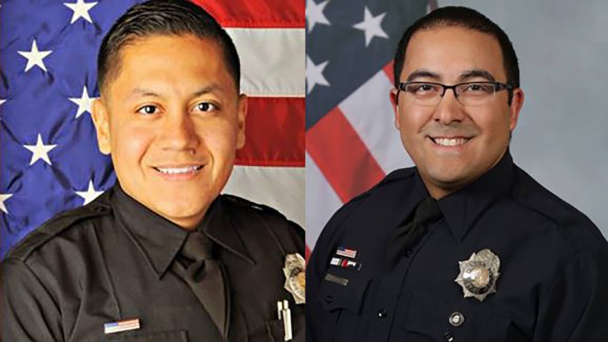 Steve Gameroz, a rookie, left, and veteran Richard Jaramillo, right, were expected to survive their injuries. (Denver Police Department)