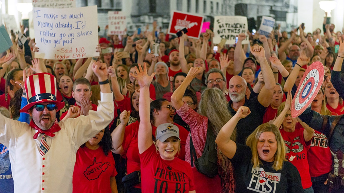 A bill that closed West Virginia schools as teachers went on strike was tabled by state lawmakers hours after the protest began on Feb. 19, 2019.