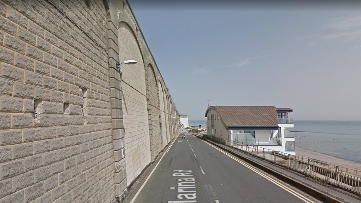 The beachside road, seen here on Google Street View prior to the incident, was empty at the time of the crash.