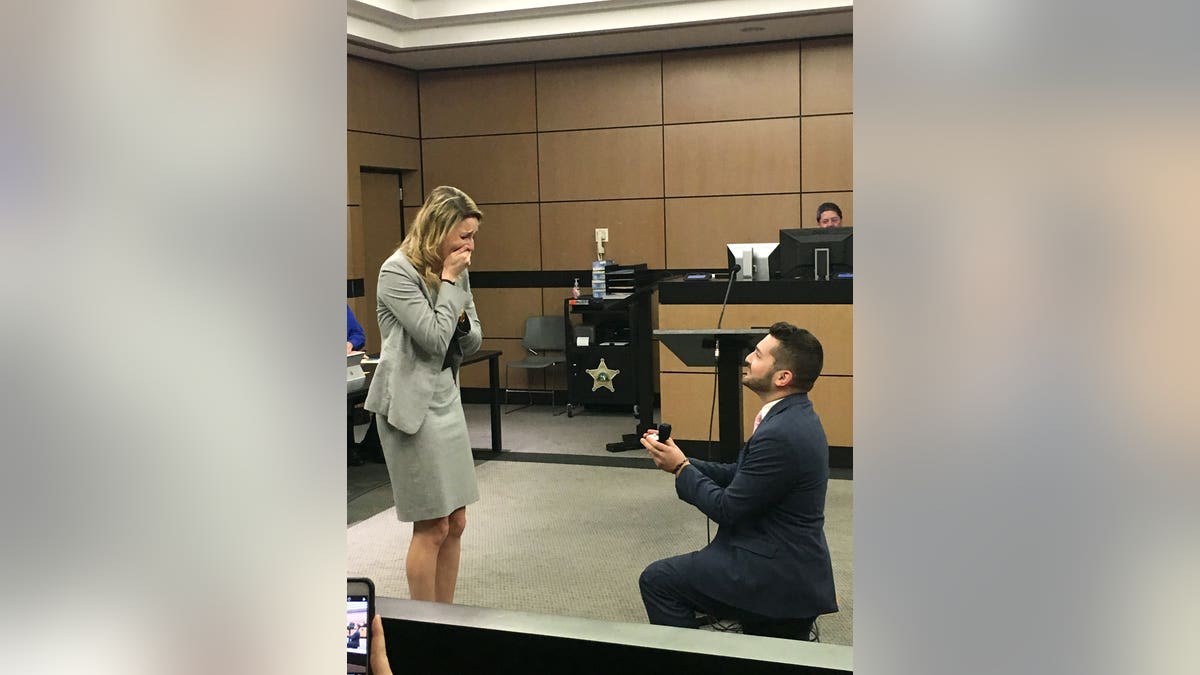 Unsuspecting Lettman began to cry when Dinetz addressed the room with a specially tailored statement of his love for her.