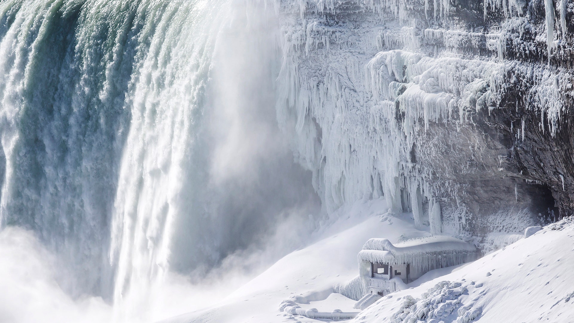 Ice covers the observation deck at the base of Horseshoe Falls in Niagara Falls, Canada January 31, 2019. 