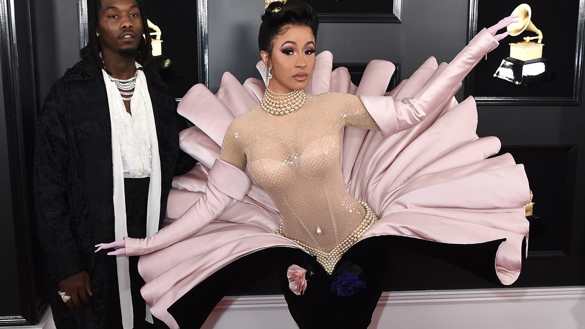 Cardi B and Offset arrive at the 61st annual Grammy Awards in Los Angeles, Feb. 10, 2019.