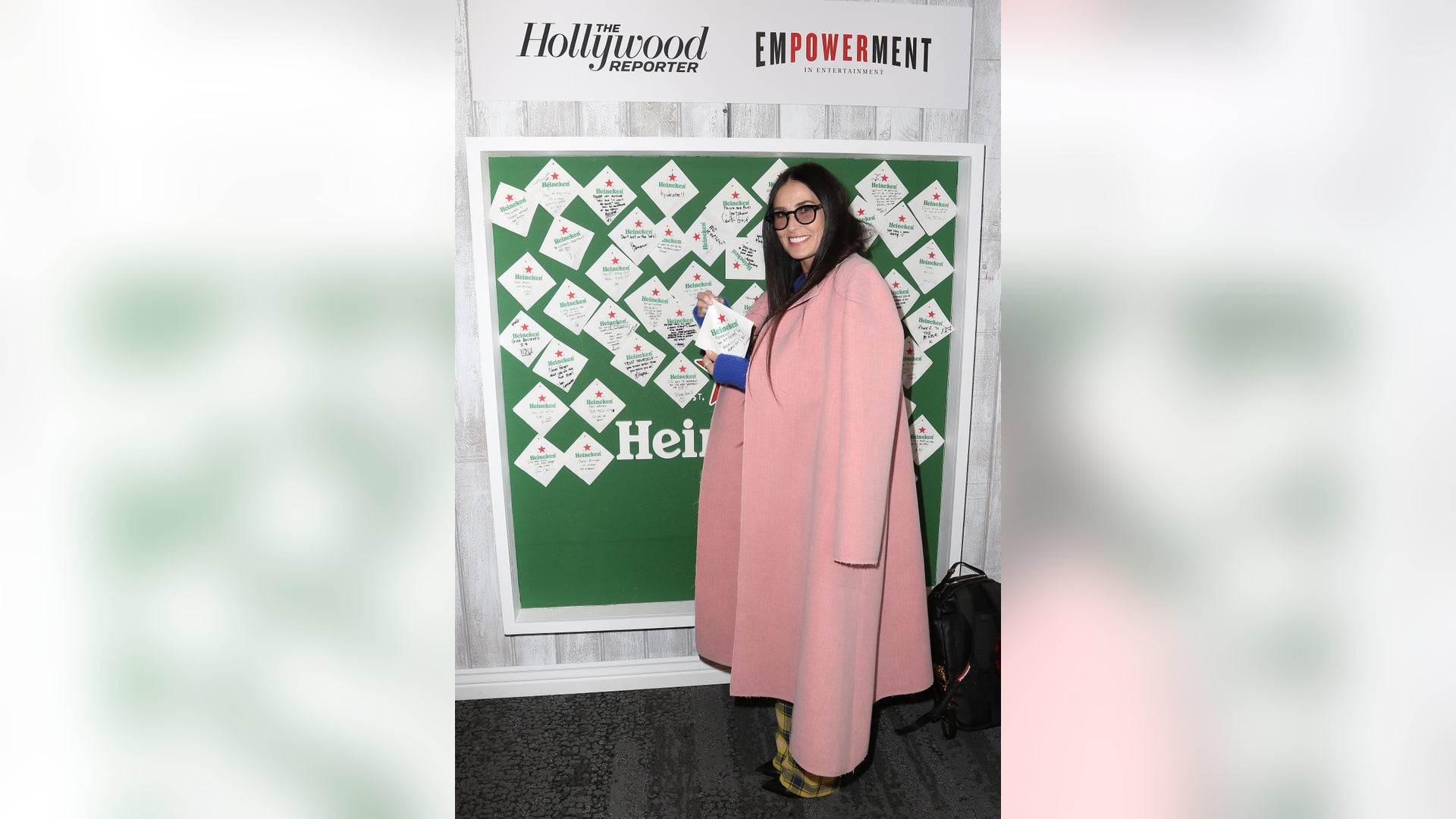 Demi Moore is pretty in pink at The Hollywood Reporter's 2019 Sundance Studio event sponsored by Heineken on January 28, 2019 in Park City, Utah.  