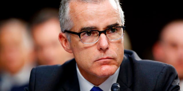 FILE - In this June 7, 2017, file photo, then-FBI acting director Andrew McCabe listens during a Senate Intelligence Committee hearing about the Foreign Intelligence Surveillance Act, on Capitol Hill in Washington. (AP Photo/Alex Brandon, File)