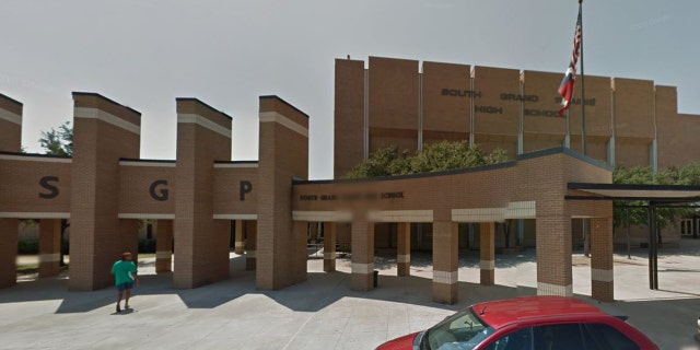A street view image of South Grand Prairie Early College High School in Texas.
