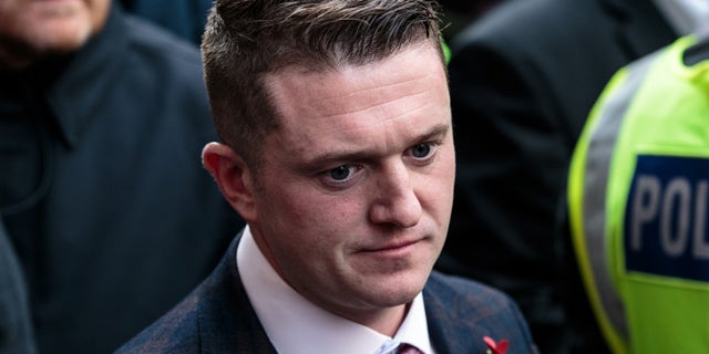 Far-right figurehead Tommy Robinson, real name Stephen Yaxley-Lennon, leaves the Old Bailey on October 23, 2018, in London.
