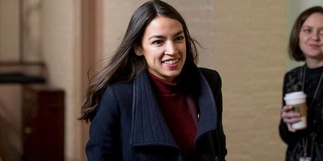 File photo - Rep. Alexandria Ocasio-Cortez, D-N.Y., arrives for a House Democratic Caucus meeting on Capitol Hill in Washington, Wednesday, Jan. 23, 2019.
