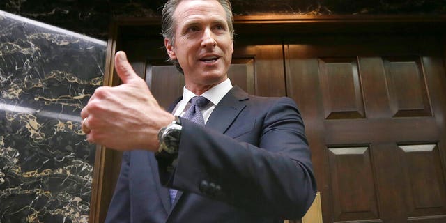 FILE - California Gov. Gavin Newsom in Sacramento, Calif. Newsom has already moved swiftly to enact anti-gun measures since taking office in January.