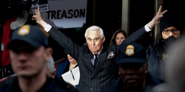 Roger Stone leaves federal court Friday, Feb. 1, 2019, in Washington. Stone appeared for a status conference just three days after he pleaded not guilty to felony charges of witness tampering, obstruction and false statements. (AP Photo/Andrew Harnik)
