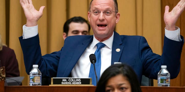 Rep. Doug Collins, R-Georgia, the top Republican on the House Judiciary Committee, objects to Judiciary Committee Chairman Jerrold Nadler, D-N.Y., summoning Acting Attorney General Matthew Whitaker before the Democrat-controlled panel on Capitol Hill, Friday, Feb. 8, 2019 in Washington. (AP Photo/J. Scott Applewhite)