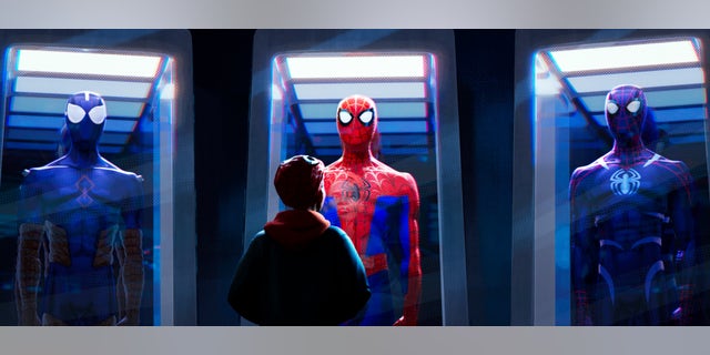 This image released by Sony Pictures Animations shows a scene from "Spider-Man: Into the Spider-Verse." (Sony Pictures Animation via AP)