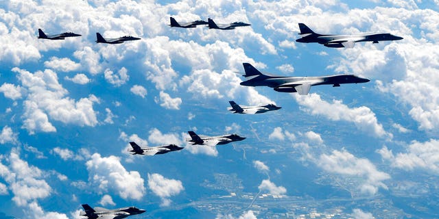 U.S. and South Korean fighter jets flying over the Korean Peninsula during joint drills. (South Korea Defense Ministry via AP, File)