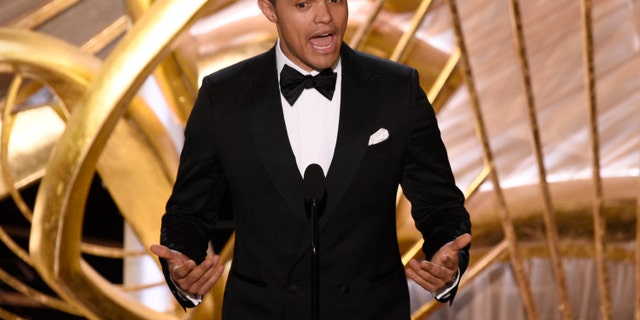 Trevor Noah introduces "Black Panther" at the Oscars on Sunday, Feb. 24, 2019, at the Dolby Theatre in Los Angeles. (Photo by Chris Pizzello/Invision/AP)