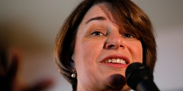 U.S. Sen. Amy Klobuchar, D-Minn., speaks during a meet and greet with local residents, Saturday, Feb. 16, 2019, in Mason City, Iowa. AP