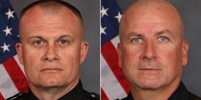 Detective Bill Brewer, left, was killed during an incident Sunday night while responding to a call in Pierce Township, Ohio. Lt. Nick DeRose, right, was wounded during the incident.