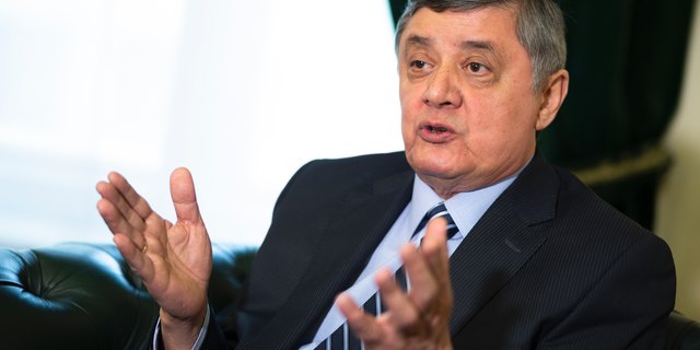 Russian presidential envoy to Afghanistan Zamir Kabulov gestures while speaking during an interview to the Associated Press in Moscow, Russia, Wednesday, Feb. 13, 2019. Kabulov said the U.S. has failed in Afghanistan and that helped open the way for Moscow to expand its clout as a mediator between Afghan factions. (AP Photo/Alexander Zemlianichenko)