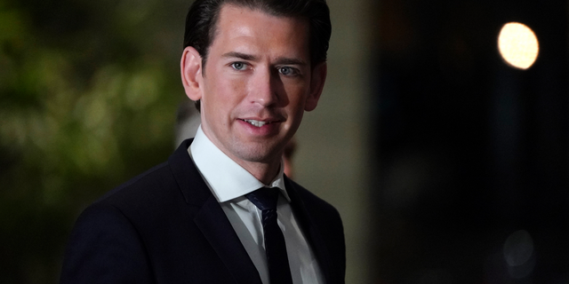 Austrian Chancellor Sebastian Kurz arrives at Japanese Prime Minister Shinzo Abe's official residence before his meeting in Tokyo, Feb. 15, 2019. Chancellor Kurz is on a three-day visit to Japan. (Franck Robichon/Pool Photo via AP)