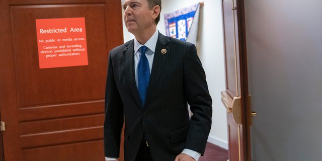House Intelligence Committee Chairman Adam Schiff, D-Calif., arrives to speak with reporters after his panel voted in a closed session to send more than 50 interview transcripts from its now-closed Russia investigation to special counsel Robert Mueller, on Capitol Hill in Washington, Wednesday, Feb. 6, 2019. Two associates of President Donald Trump have been charged with lying to the committee and Schiff said Mueller should consider whether additional perjury charges are warranted. (AP Photo/J. Scott Applewhite)