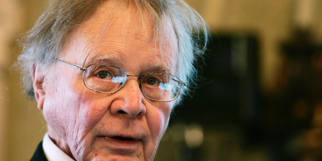 In this Nov. 21, 2008, file photo, Wallace Smith Broecker, a professor in the Department of Earth and Environmental Sciences at Columbia University in New York, addresses the audience during the Balzan prize ceremony in Rome.