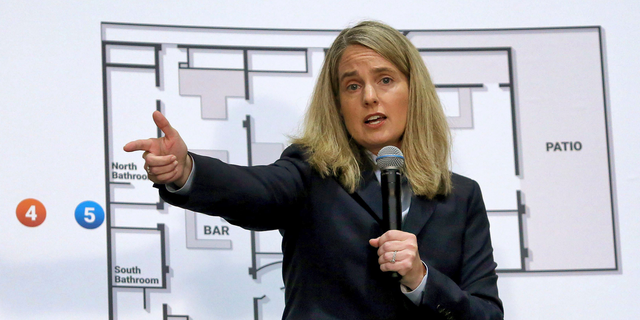 Orange circuit Chief Assistant State Attorney Deborah Barra describes the actions of the shooter in the 2016 Pulse nightclub massacre, during a briefing Wednesday, February 13, 2019, in Orlando, Fla., to announce the results of a review of all shots fired by police in the mass shooting that left 50 dead. State Attorney Aramis Ayala says no clubgoers were hit by responding officers’ bullets and each time responding officers fired their weapons was reasonable and justified. (Joe Burbank/Orlando Sentinel via AP)