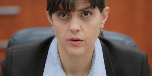 FILE -- In this Jan. 31, 2017 file photo, Romanian chief anti-corruption prosecutor Laura Codruta Kovesi speaks during an interview with The Associated Press in Bucharest, Romania. A European Parliament committee on Wednesday, Feb. 27, 2019, has picked Kovesi to head a new prosecutor’s office fighting fraud, despite fierce opposition from her own government. (AP Photo/Vadim Ghirda, File)