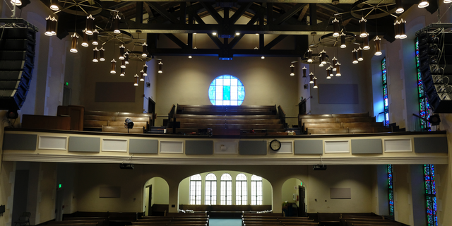This Tuesday, Feb. 12, 2019 photo shows the sanctuary at the Glide Memorial United Methodist Church in San Francisco. The United Methodist Church convenes its top legislative assembly Saturday, Feb. 23, 2019, for a high-stakes four-day meeting likely to determine whether America's second-largest Protestant denomination will fracture due to long-simmering divisions over same-sex marriage and the ordination of LGBT clergy. (AP Photo/Eric Risberg)