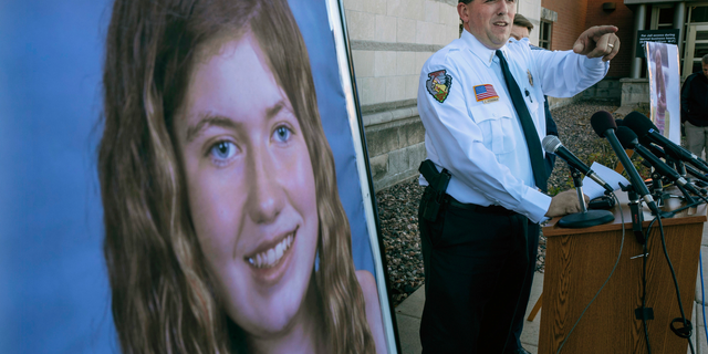 FILE - In this Oct. 17, 2018, file photo, Barron County Sheriff Chris Fitzgerald speaks during a news conference about 13-year-old Jayme Closs who has been missing since her parents were found dead in their home in Barron, Wis. Jake Patterson who is accused of kidnapping the Wisconsin girl and killing her parents is scheduled to appear in court Wednesday, Feb. 6, 2019, for a preliminary hearing. Patterson is accused of killing James and Denise Closs on Oct. 15 and kidnapping their daughter, Jayme Closs, from their Barron home. Jayme escaped on Jan. 10, 2019. (Jerry Holt/Star Tribune via AP)/