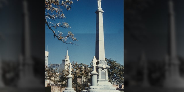 The Confederate Monument in the Pioneer Cemetery in Dallas, Texas, USA, circa 1965.