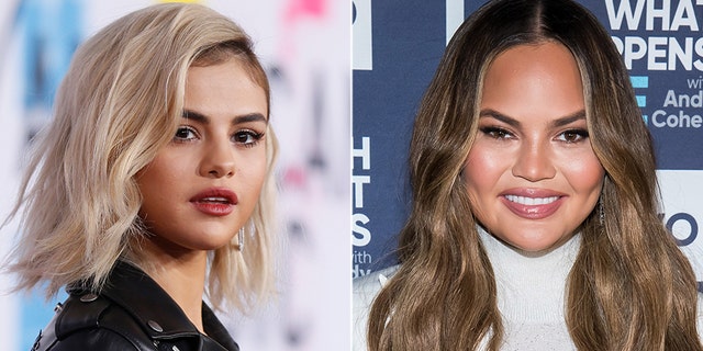 Chrissy Teigen (right) and Selena Gomez (left) look alike in a photo Teigen recently posted to Instagram. (Getty)