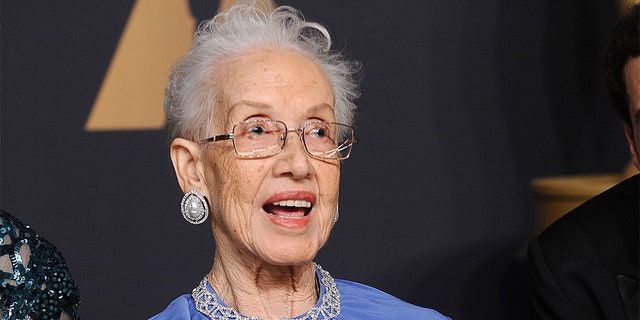 Physicist Katherine Johnson poses in the press room at the 89th annual Academy Awards at Hollywood