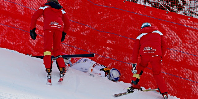 Lindsey Vonn of USA crashes out during the FIS World Ski Championships Women's Super G on February 5, 2019 in Are Sweden.