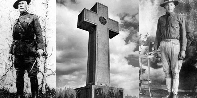 Left to Right: Medal of Honor recipient and Marine listed on the Bladensburg World War I Veterans Memorial, Captain Henry Lewis Hulbert; the Bladensburg World War I Veterans Memorial; African-American soldier, Private John Henry Seaburn, Jr., honored by the Bladensburg World War I Veterans Memorial.